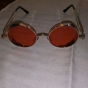 Slightly Steampunk Red & Gold round sun glasses